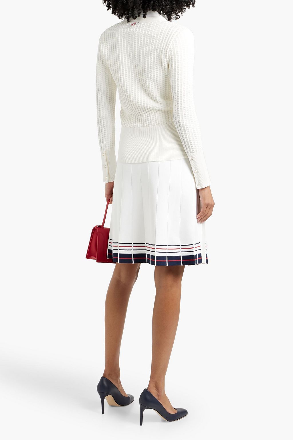 THOM BROWNE Jacquard-knit cotton cardigan