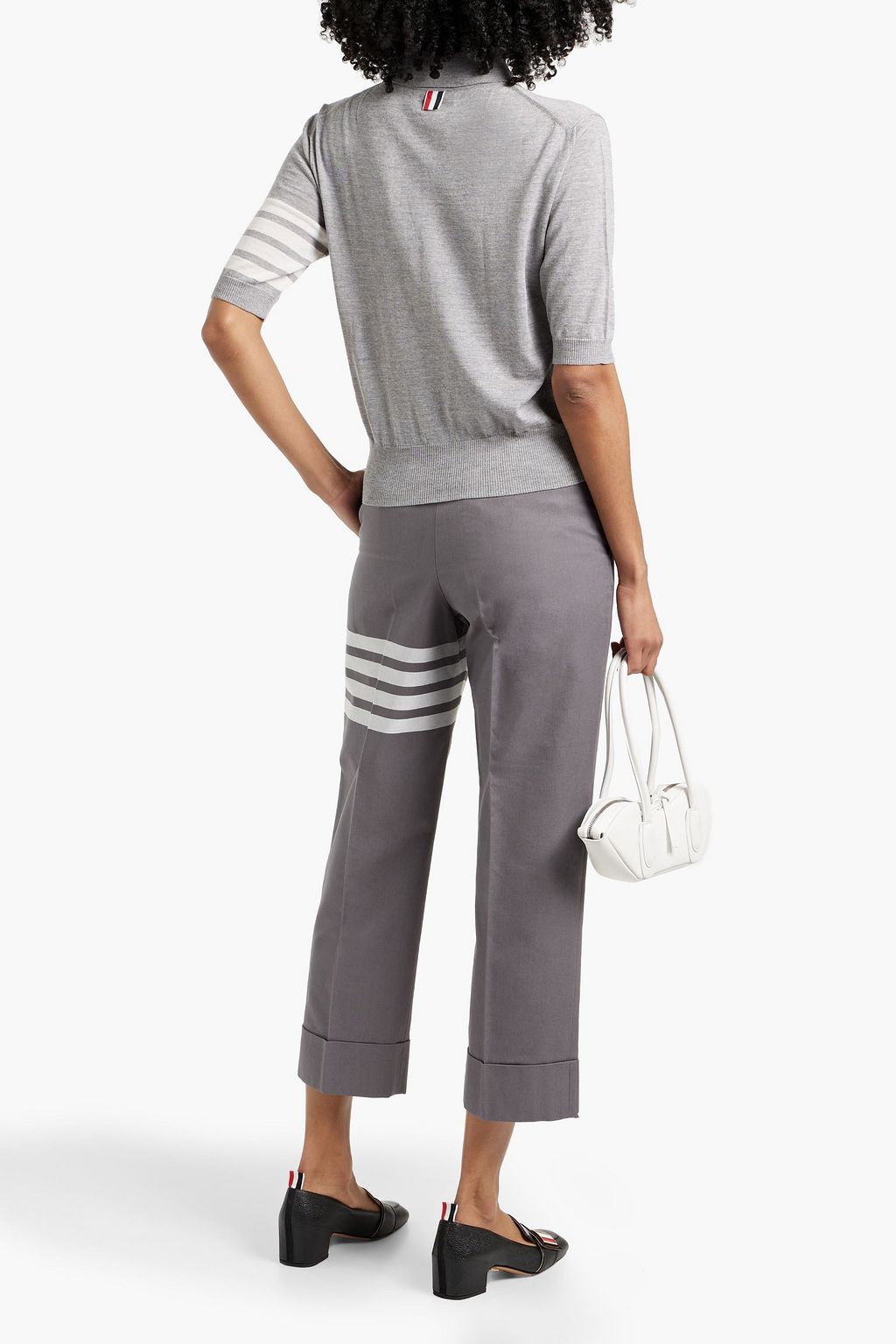 THOM BROWNE Striped merino wool polo shirt