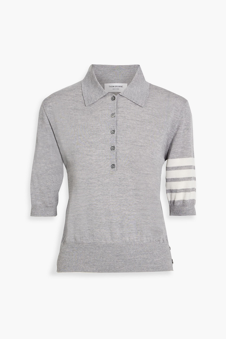 Thom Browne 4 Bar In Sustainable Fine Merino Wool Polo Shirt In Gray