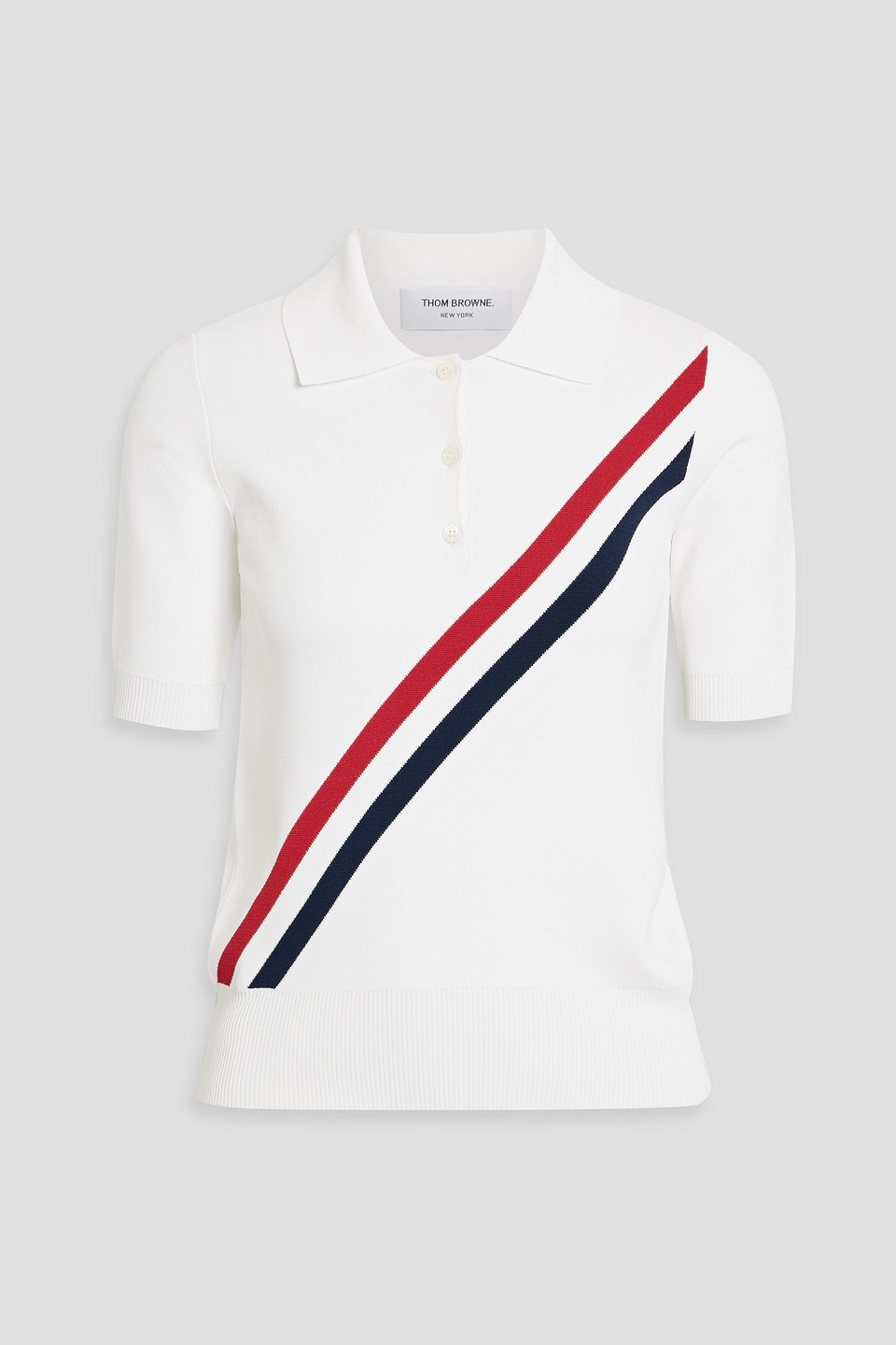 Striped stretch-knit polo shirt