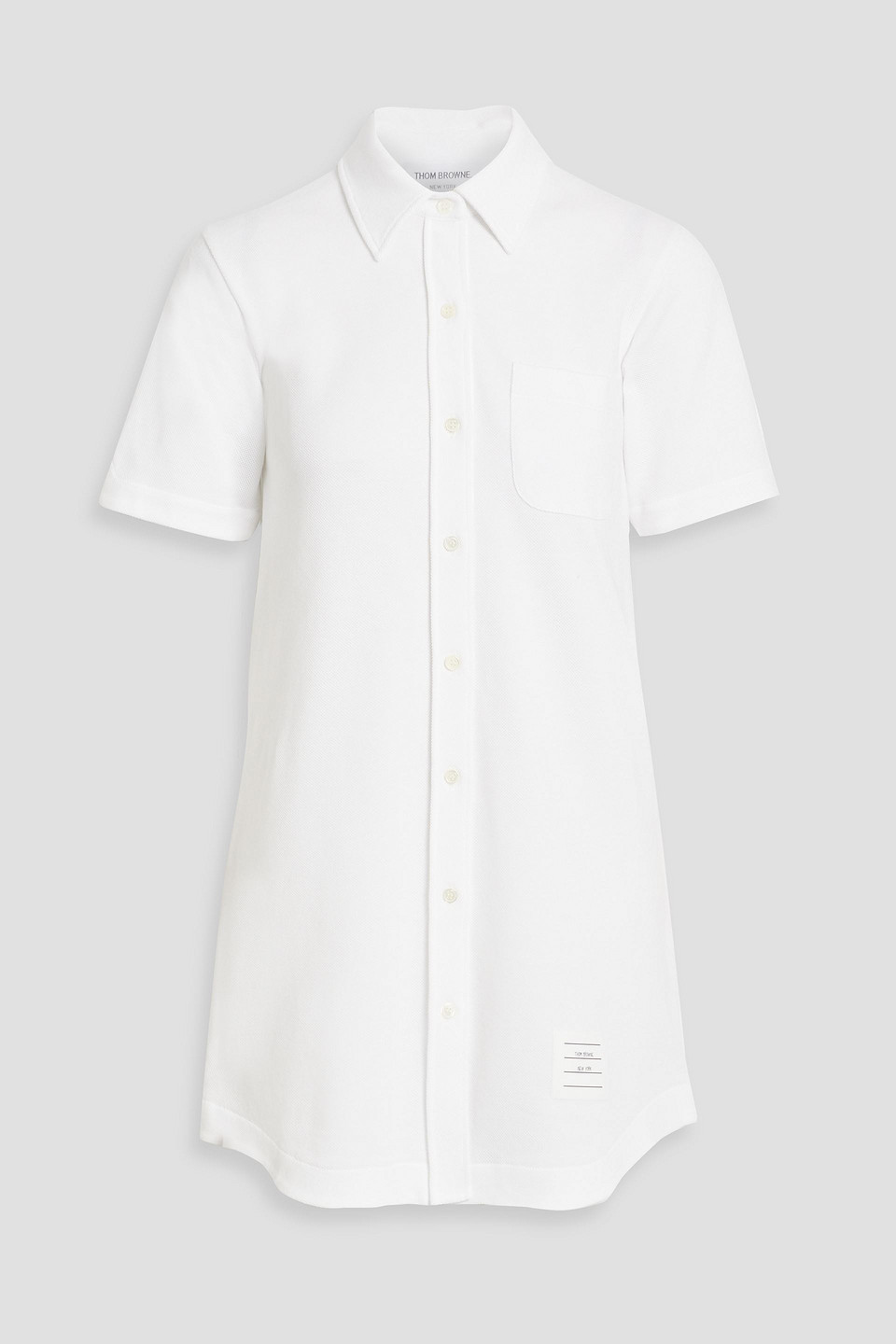 Thom Browne Embellished Cotton-piqué Mini Shirt Dress In White