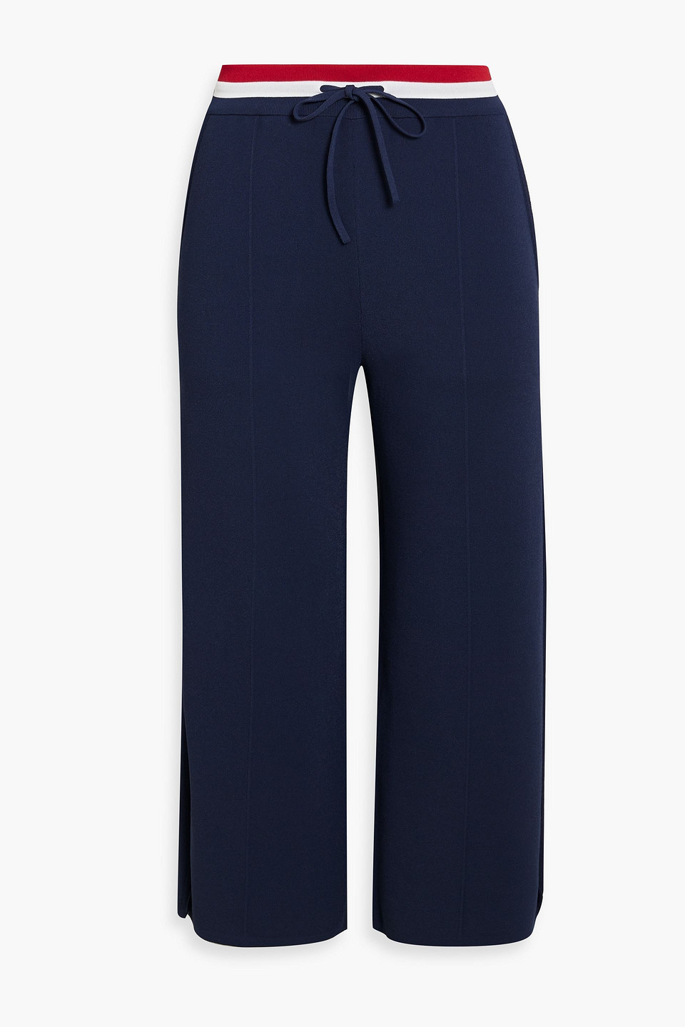 Thom Browne Cropped Stretch-knit Straight-leg Pants In Navy