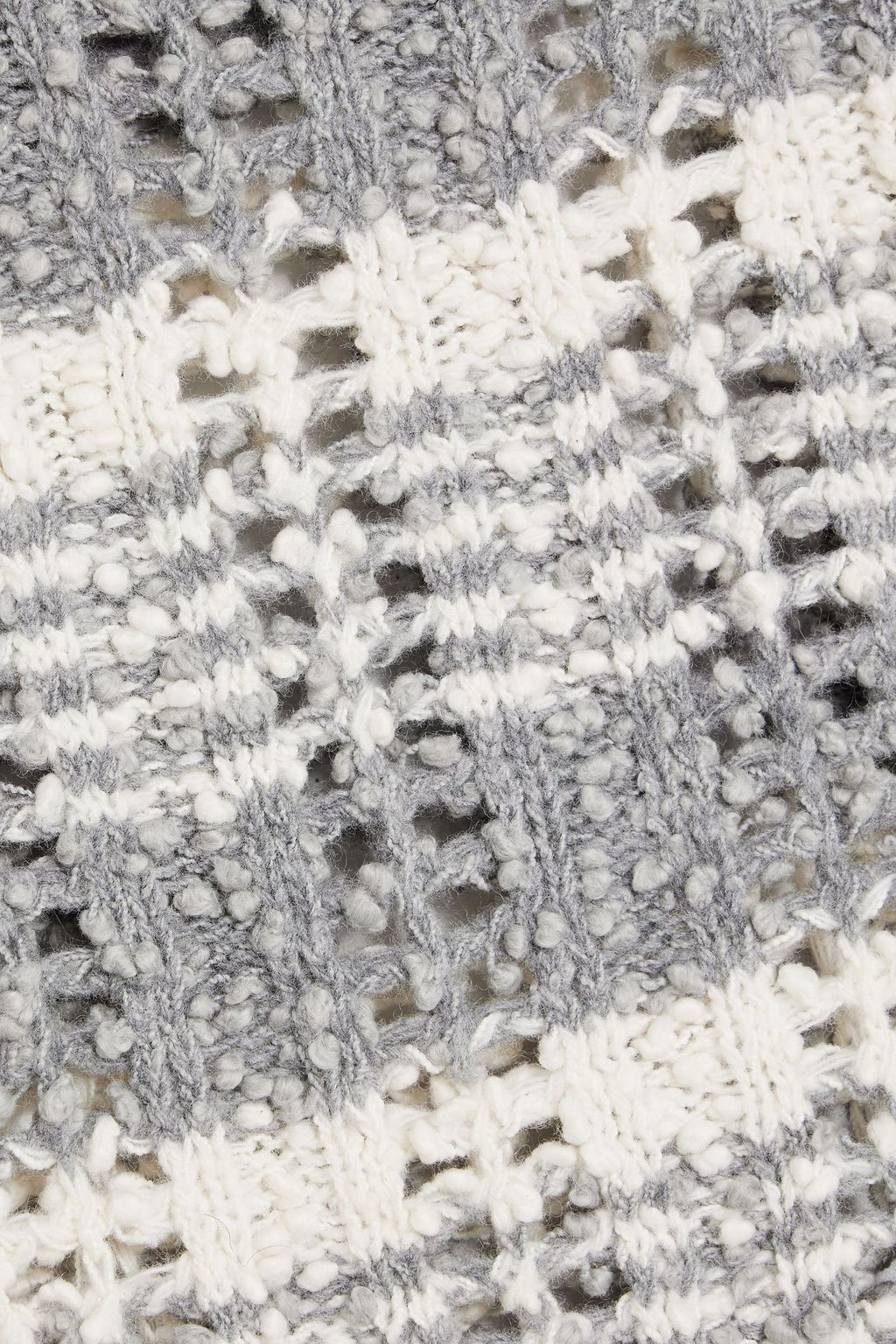 THOM BROWNE Striped bouclé-knit cotton-blend sweater