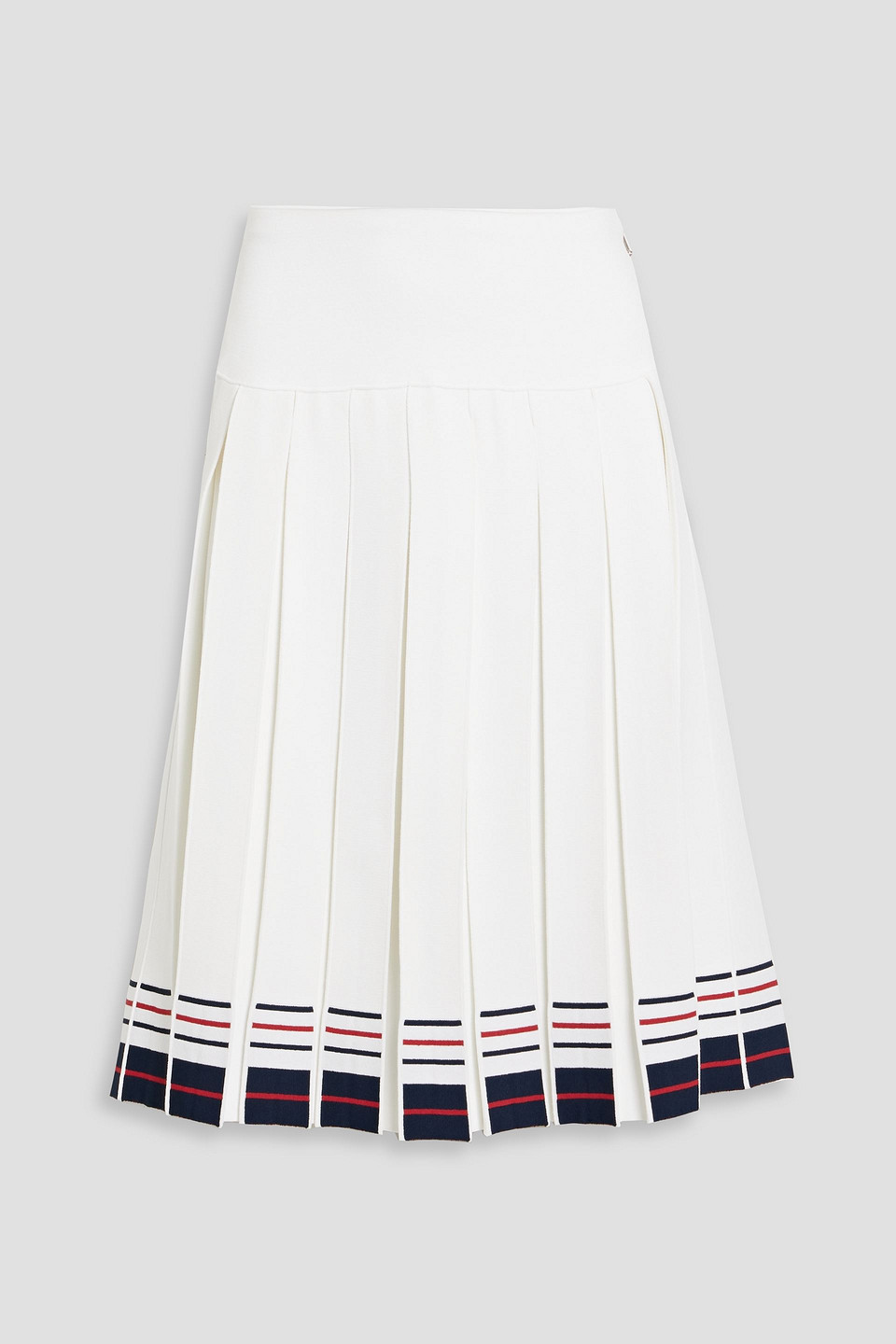Thom Browne Striped Pleated Stretch-knit Skirt In White