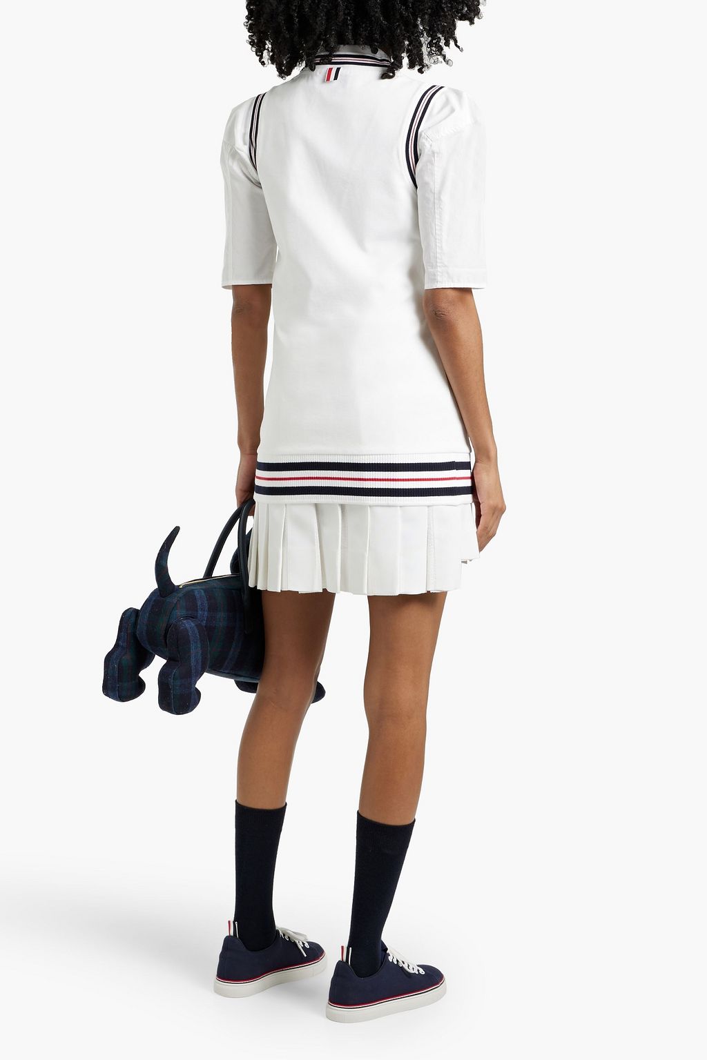 THOM BROWNE Striped cotton-blend piqué vest