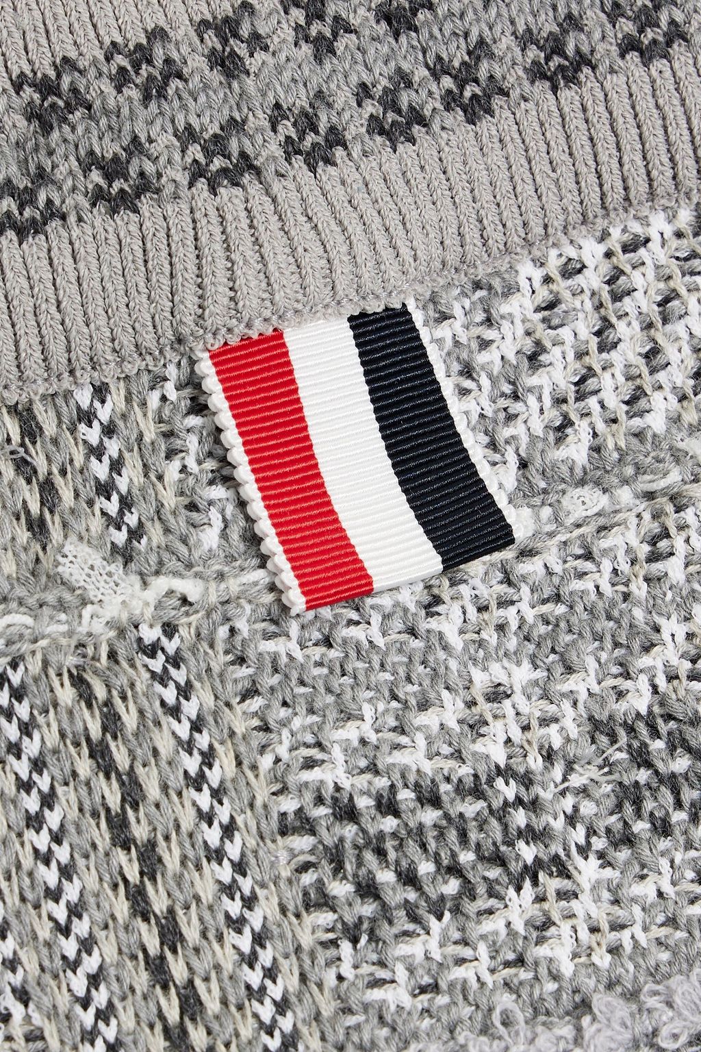 THOM BROWNE Wrap-effect jacquard-knit cotton-blend skirt