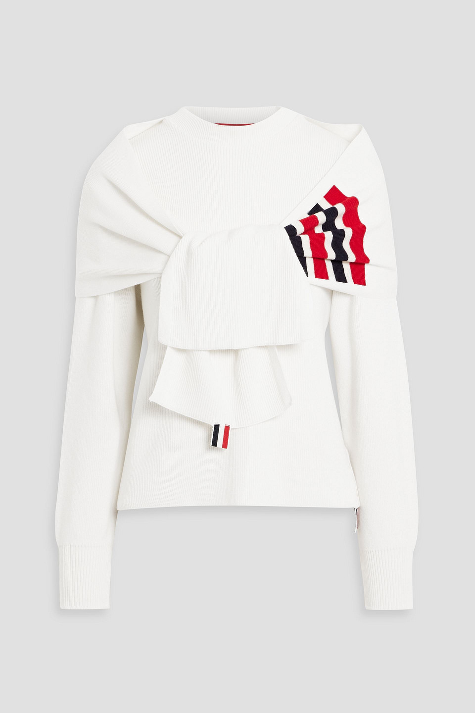 Thom Browne Layered Ribbed Cashmere And Wool-blend Sweater In Off-white