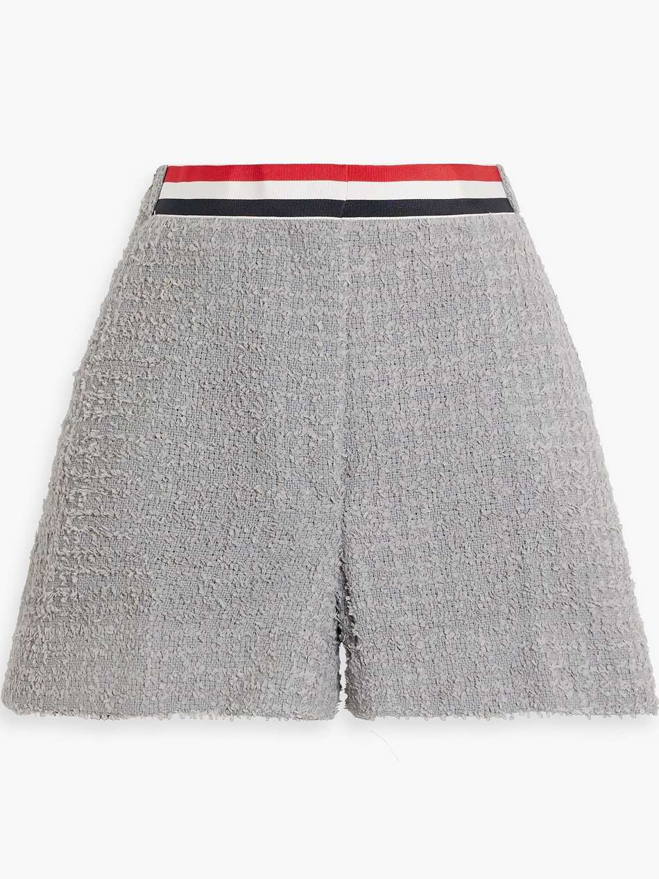 frayed cotton-blend tweed shorts