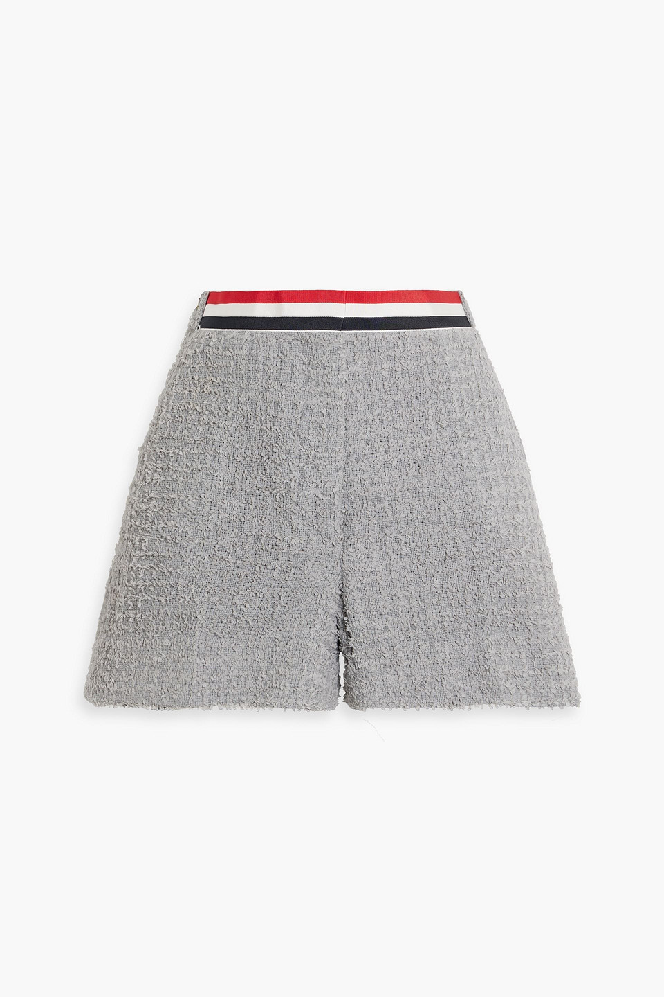 Thom Browne Frayed Cotton-blend Tweed Shorts In Gray
