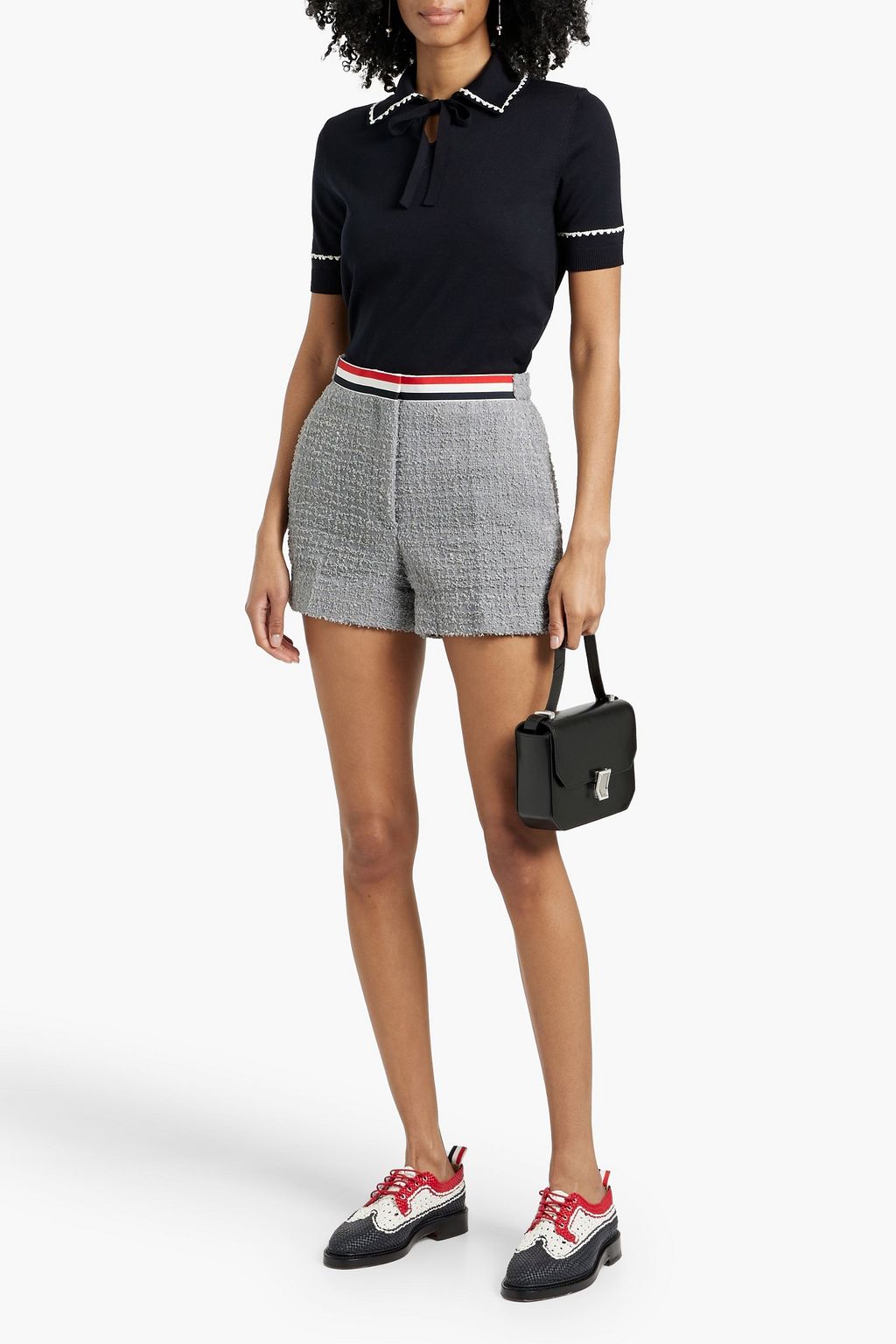 THOM BROWNE Frayed cotton-blend tweed shorts