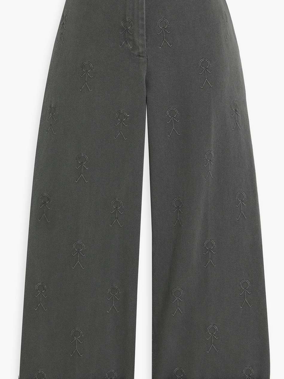 cropped cotton-blend gabardine wide-leg pants