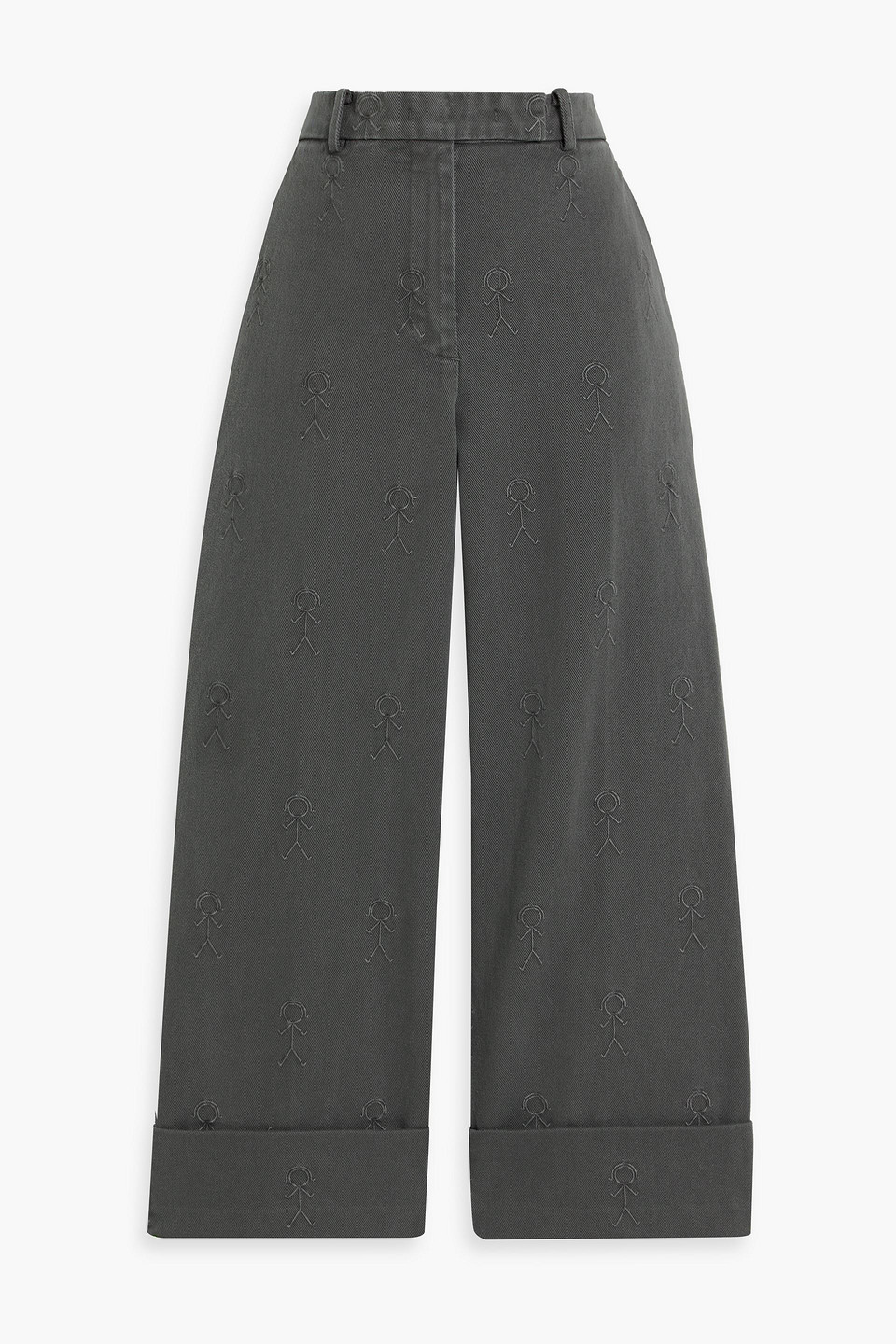 Thom Browne Cropped Cotton-blend Gabardine Wide-leg Pants In Dark Gray