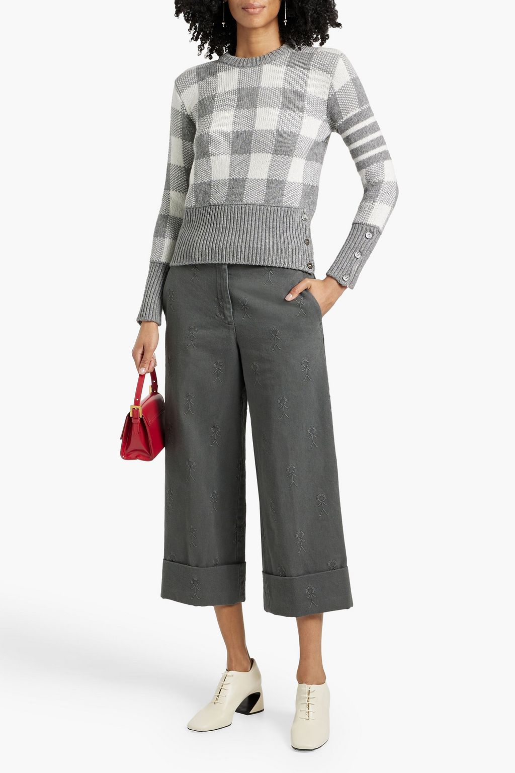 THOM BROWNE Cropped cotton-blend gabardine wide-leg pants