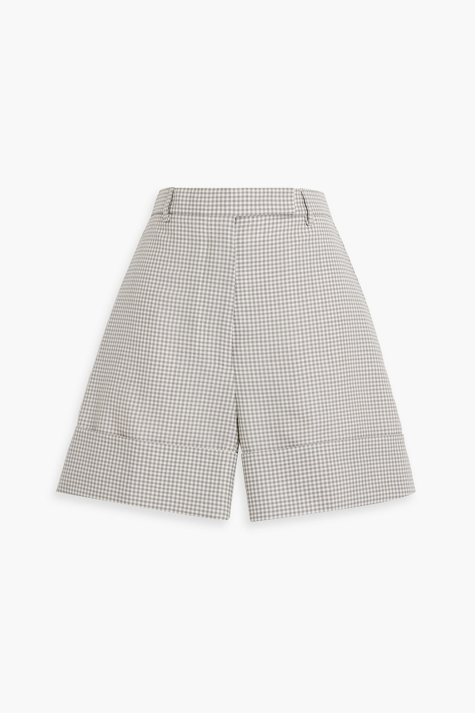 Thom Browne Gingham Wool-blend Shorts In Light Gray