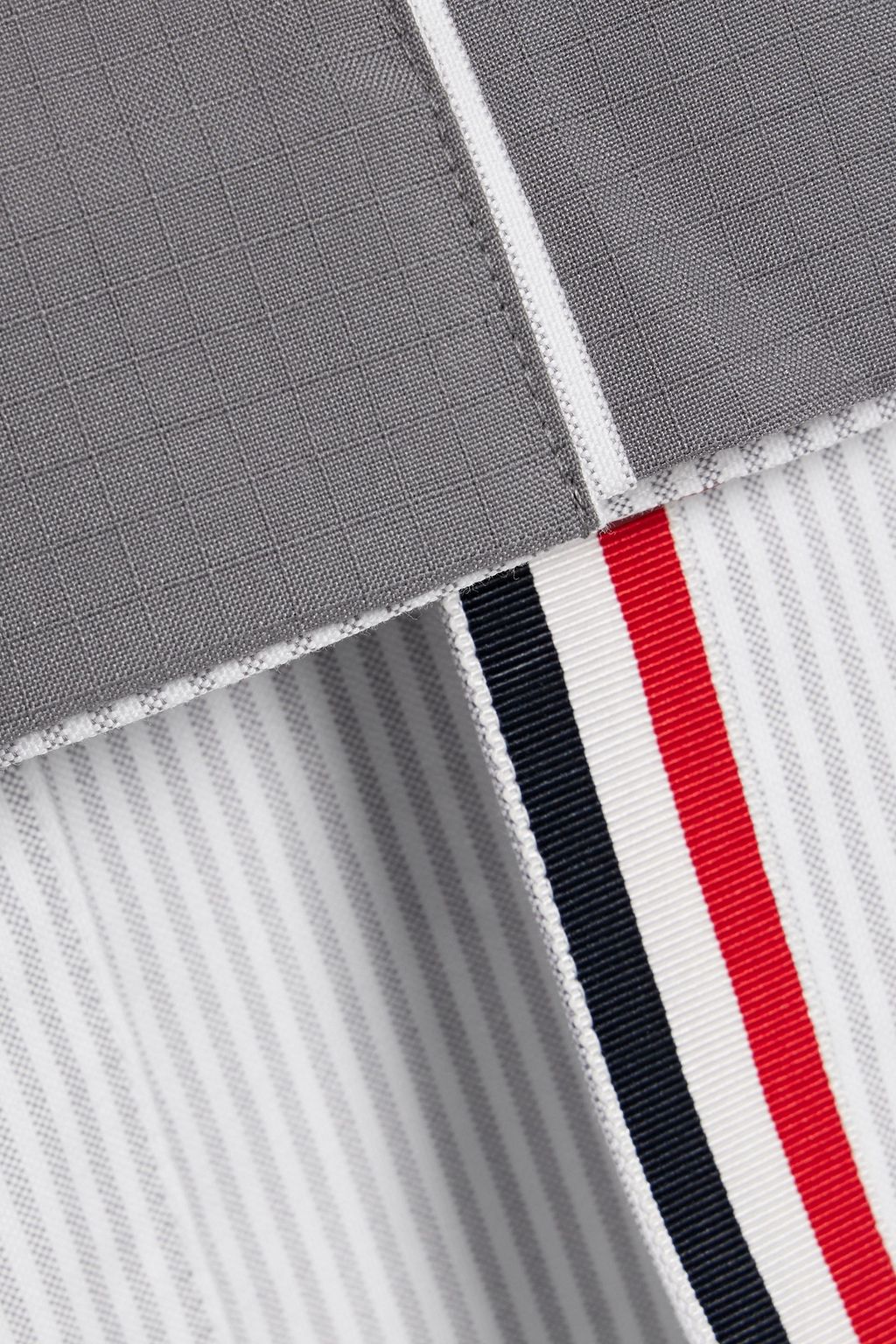 THOM BROWNE Pleated striped cotton Oxford and wool-blend ripstop mini dress