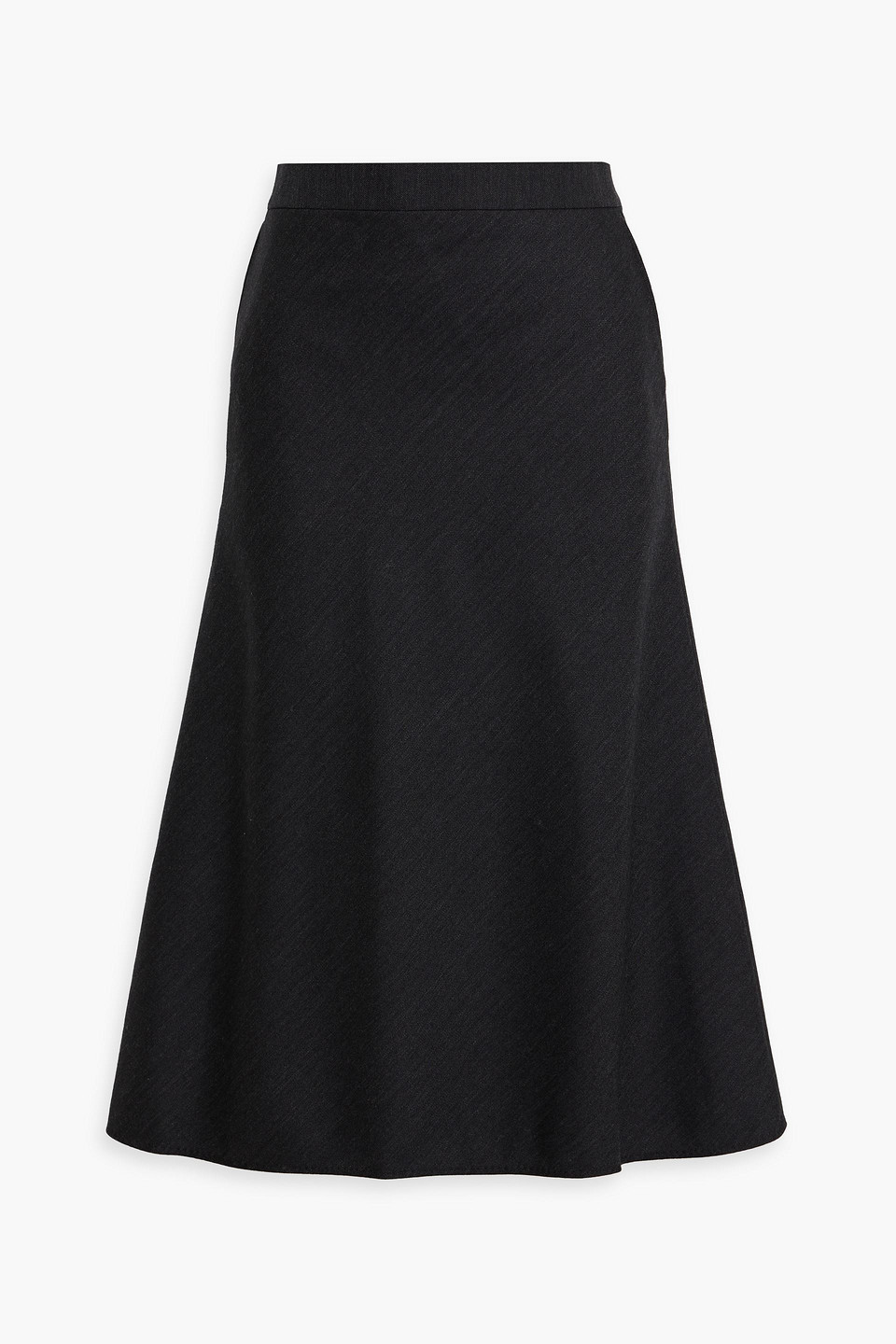Thom Browne Herringbone Wool Midi Skirt In Charcoal