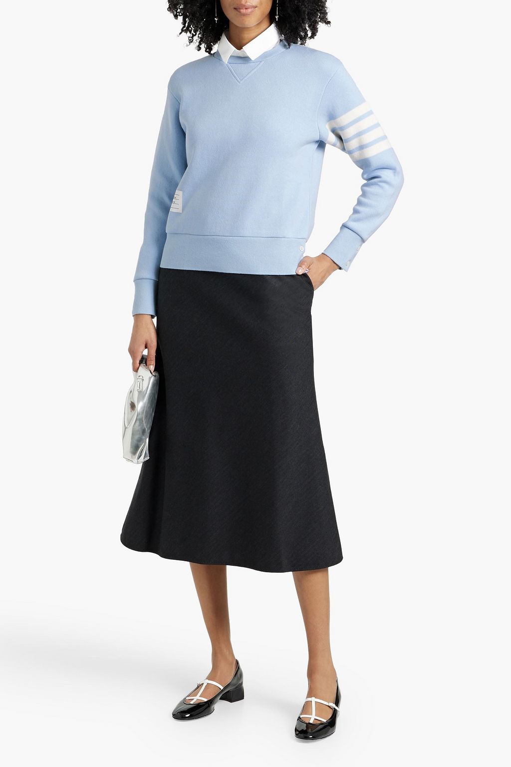 THOM BROWNE Herringbone wool midi skirt