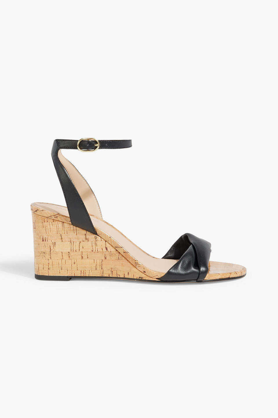 Stuart Weitzman Everly 75 Leather Wedge Sandals In Black