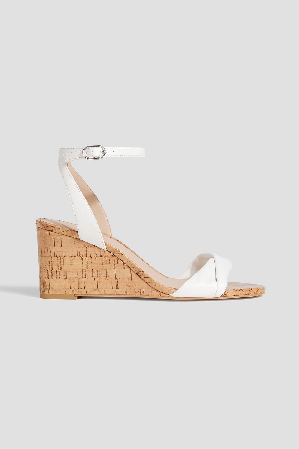 Stuart Weitzman Everly 75 Leather Wedge Sandals In White