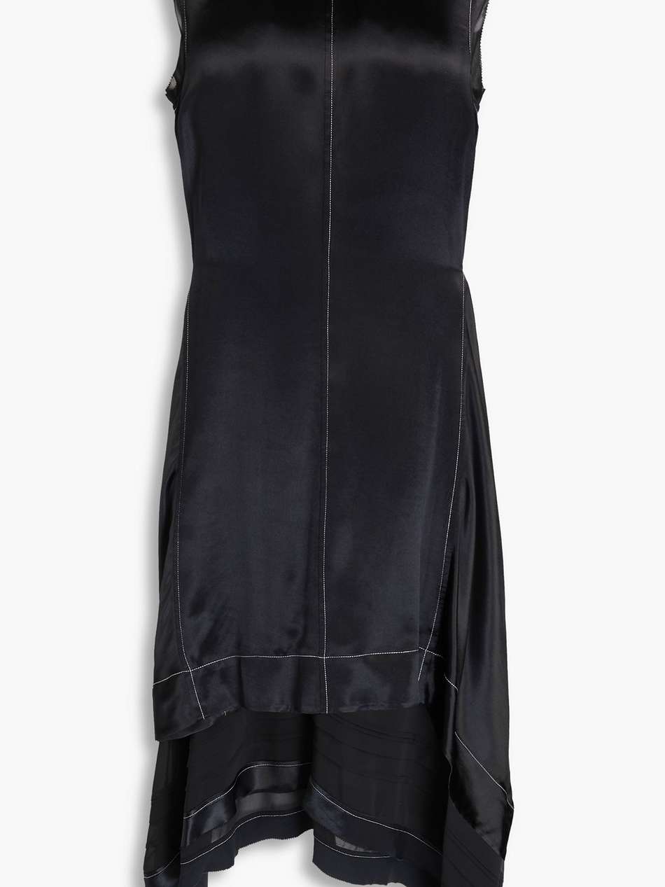 asymmetric layered satin and crepe de chine dress