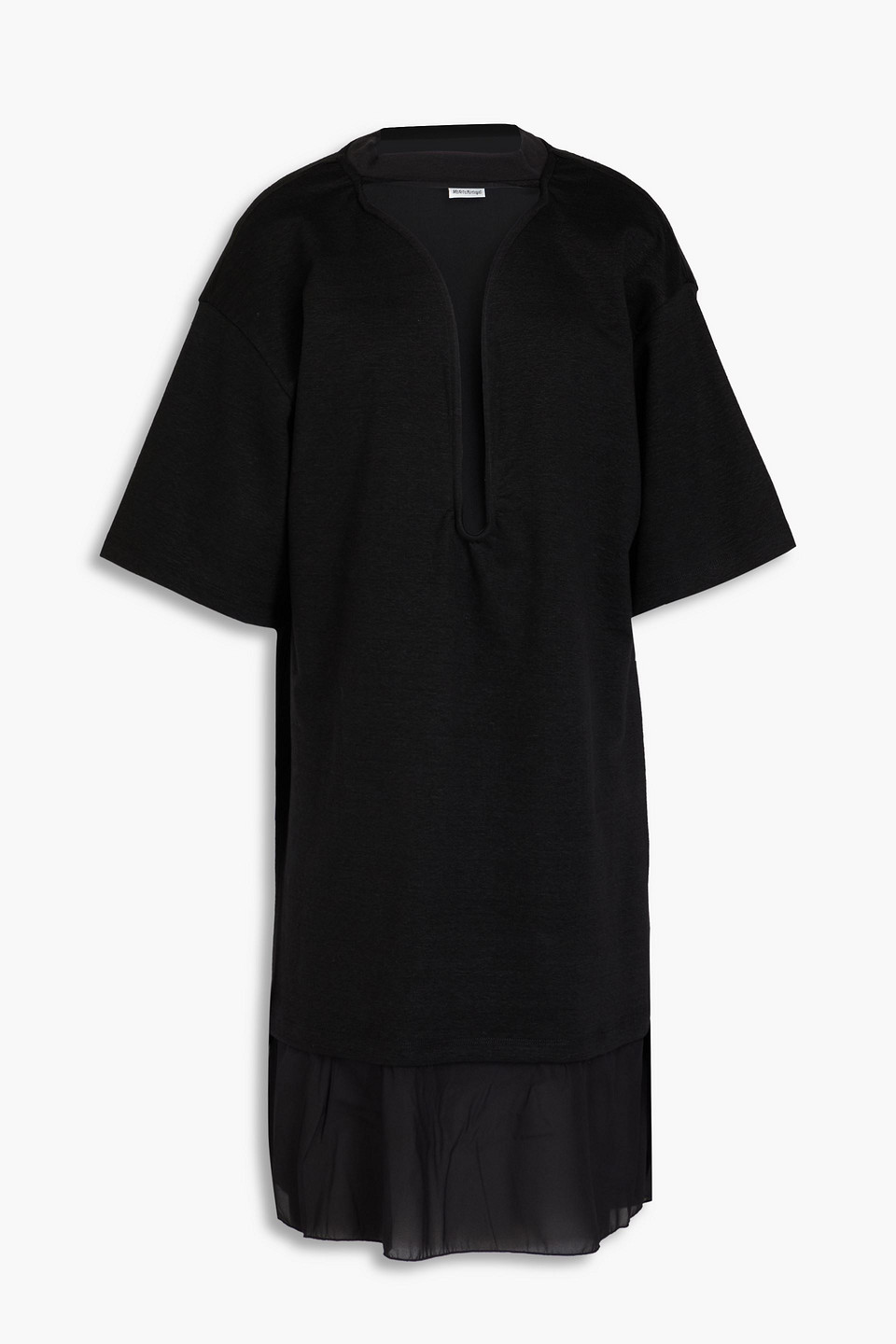 Victoria Beckham Linen-blend Georgette Dress In Black