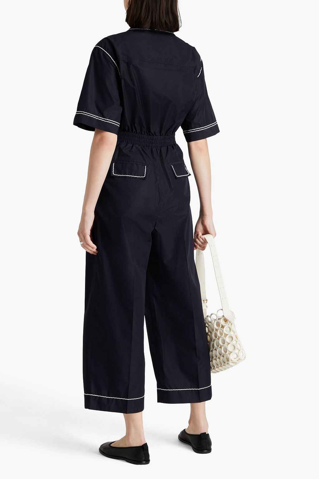 3.1 PHILLIP LIM جمبسوت من البوبلين المزين بكسرات مصنوع من مزيج من القطن