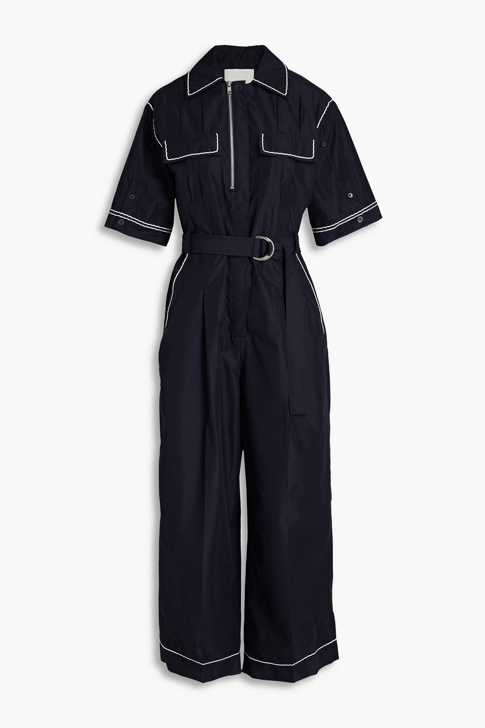 3.1 Phillip Lim Jumpsuit Aus Popeline Aus Einer Baumwollmischung Mit Falten In Nachtblau