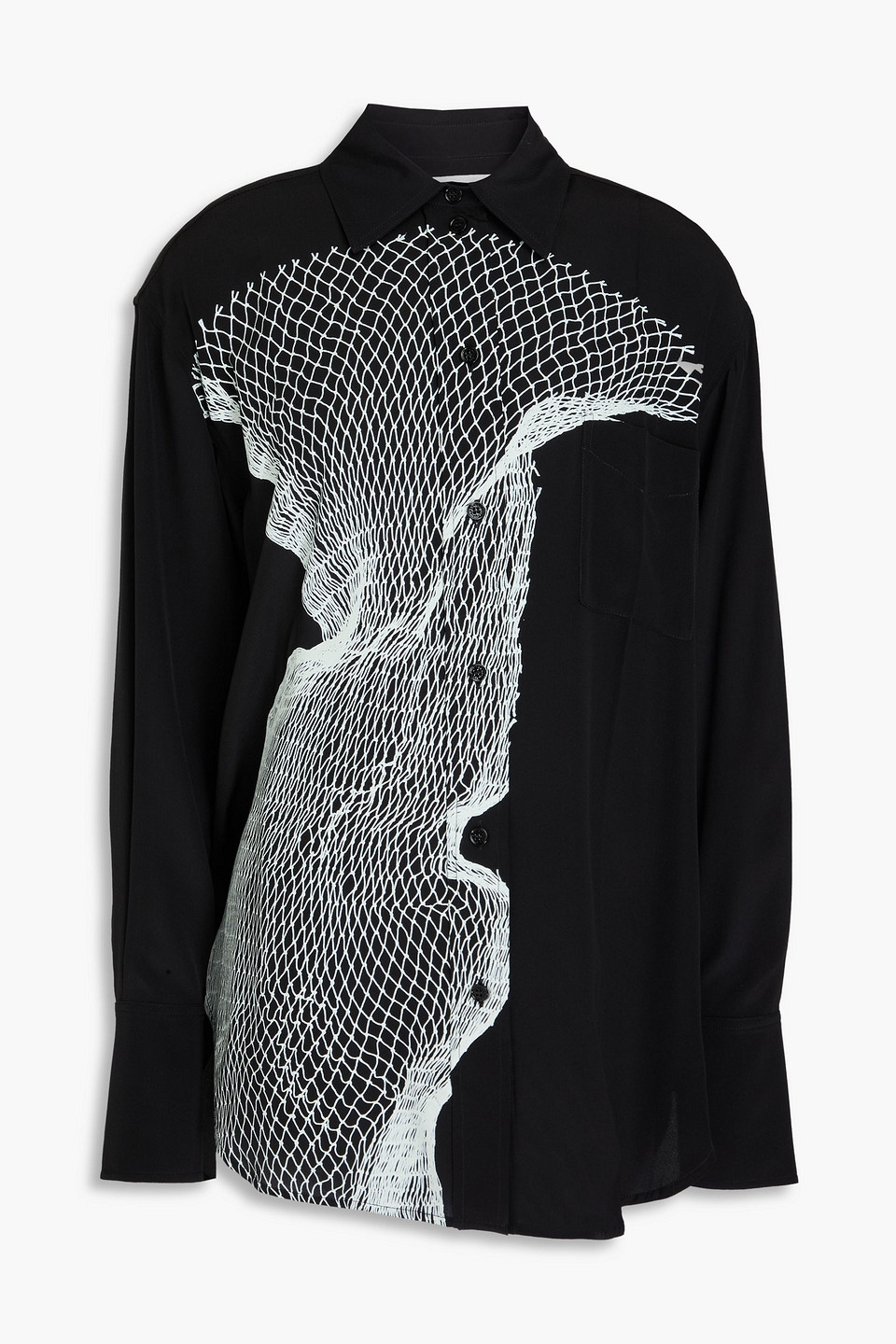 Victoria Beckham Printed Silk Crepe De Chine Shirt In Schwarz
