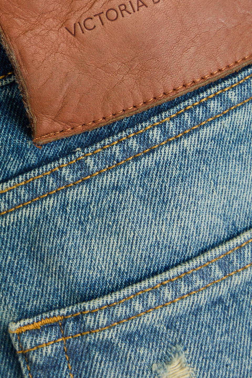 VICTORIA BECKHAM DISTRESSED DENIM SHORTS 