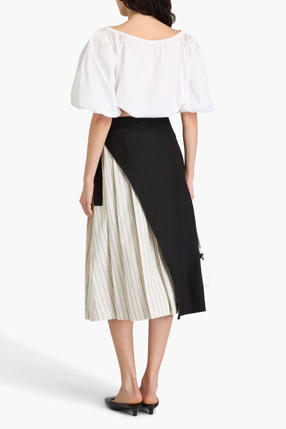 3.1 Phillip Lim Mehrlagiger Midirock Aus Canvas Und Popeline Mit Streifen In Schwarz