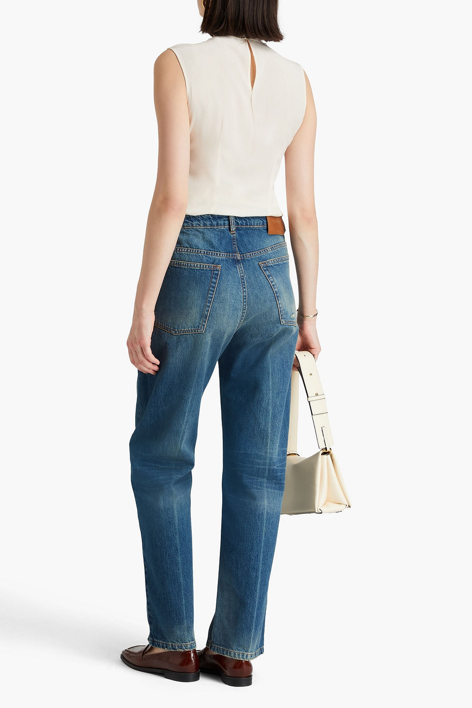 Victoria Beckham Pussy-bow Silk Crepe De Chine Top In Ivory