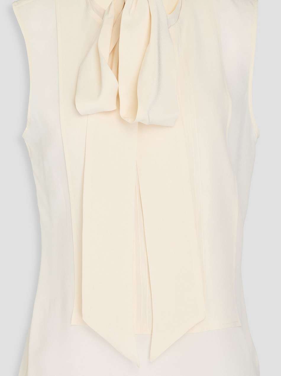 pussy-bow silk crepe de chine top