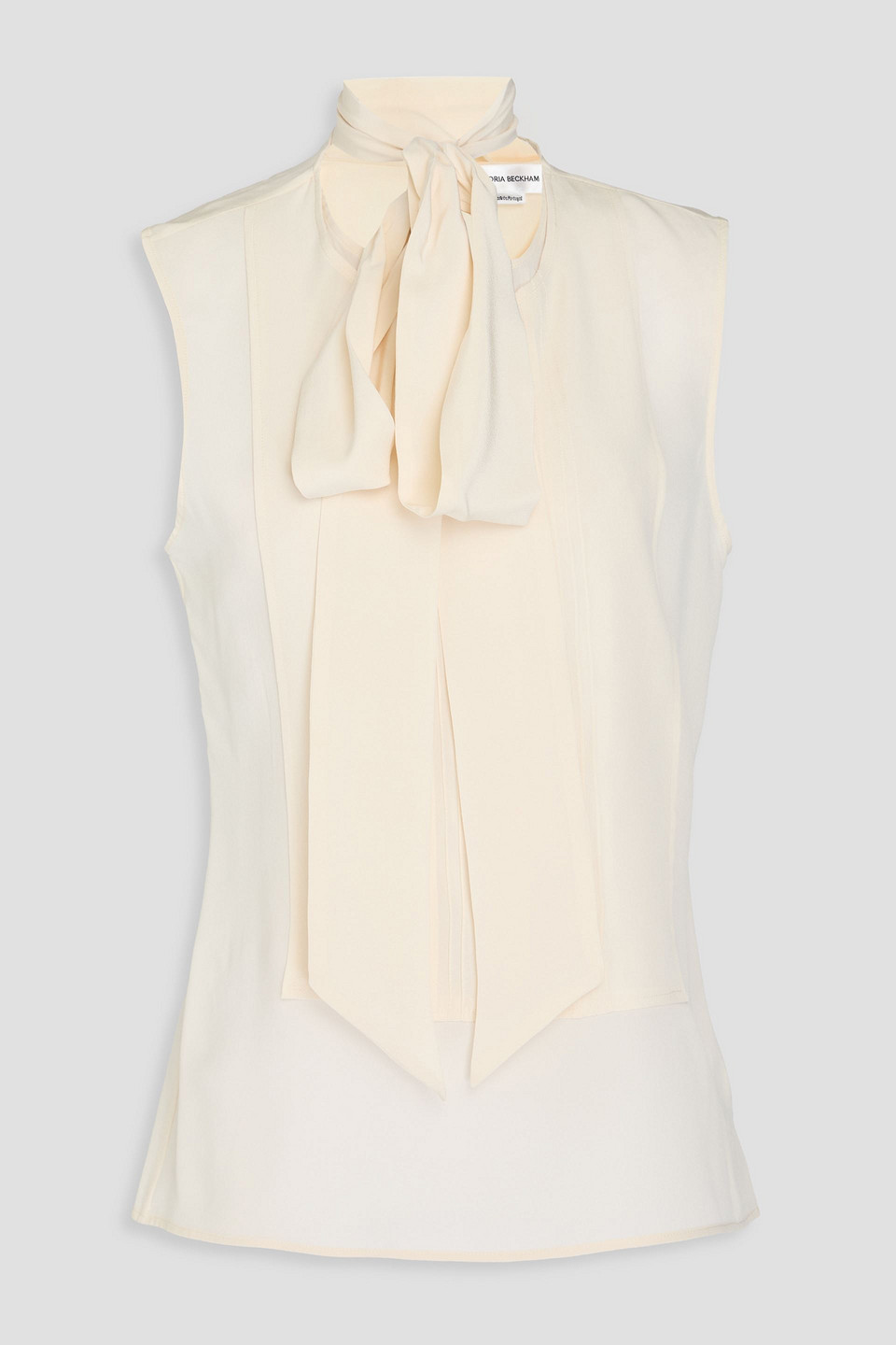 Victoria Beckham Pussy-bow Silk Crepe De Chine Top In Ivory