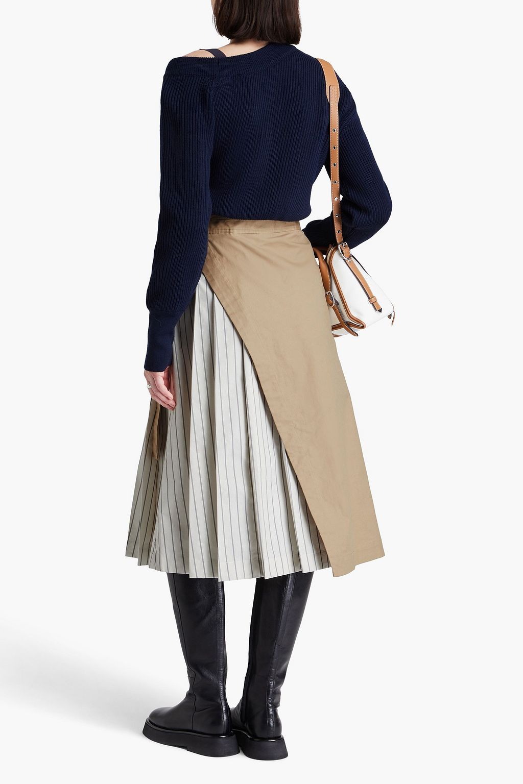 3.1 PHILLIP LIM Gestreifter Midi-Wickelrock aus Canvas und Popeline aus einer Baumwollmischung