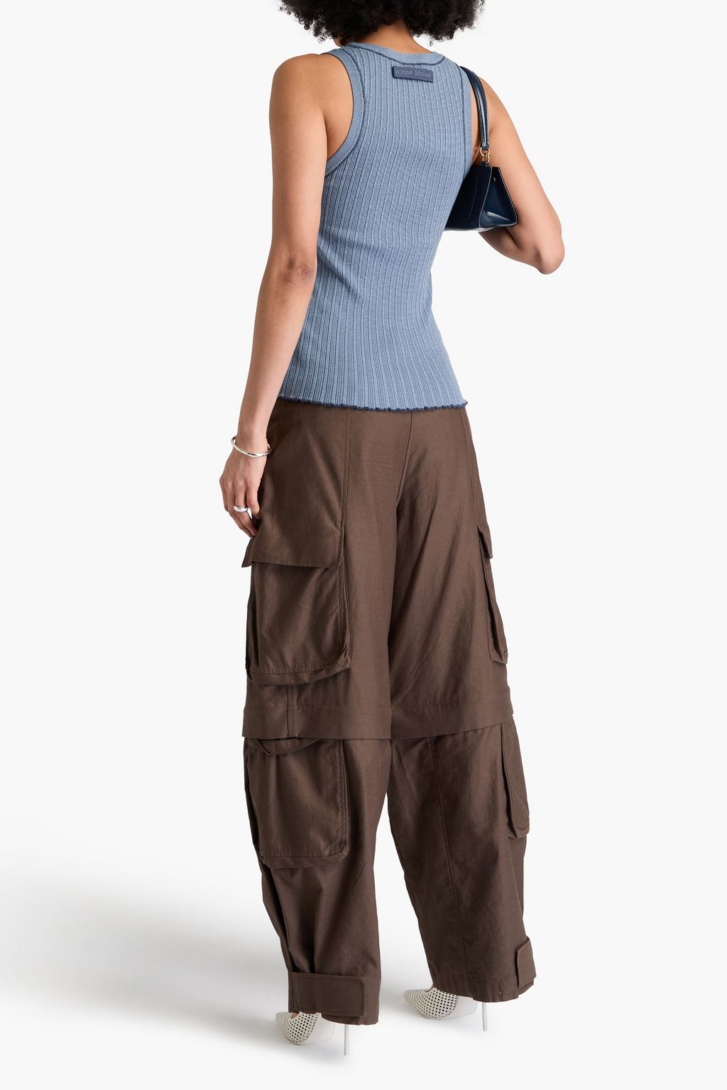 VICTORIA BECKHAM Geripptes Tanktop aus Jersey aus einer Baumwollmischung