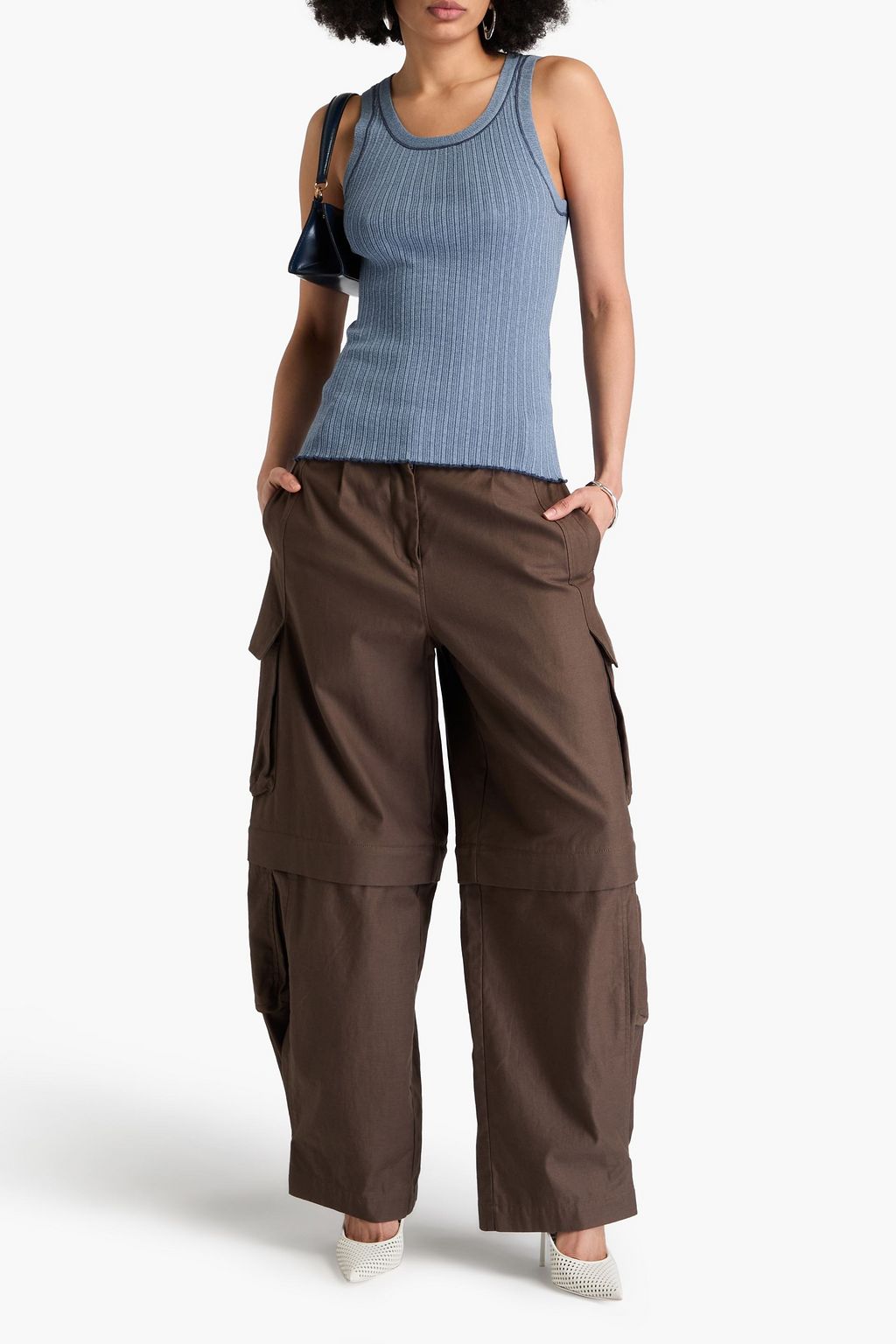 VICTORIA BECKHAM Geripptes Tanktop aus Jersey aus einer Baumwollmischung