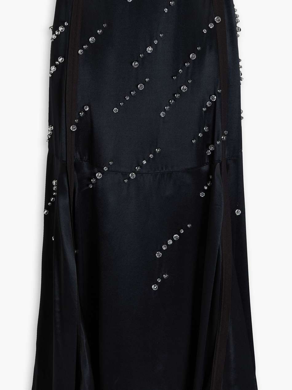 bead-embellished satin midi skirt