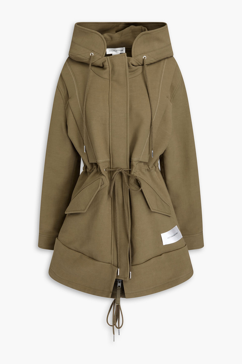 Victoria Beckham Kapuzenparka Aus Baumwoll-twill In Military-grün