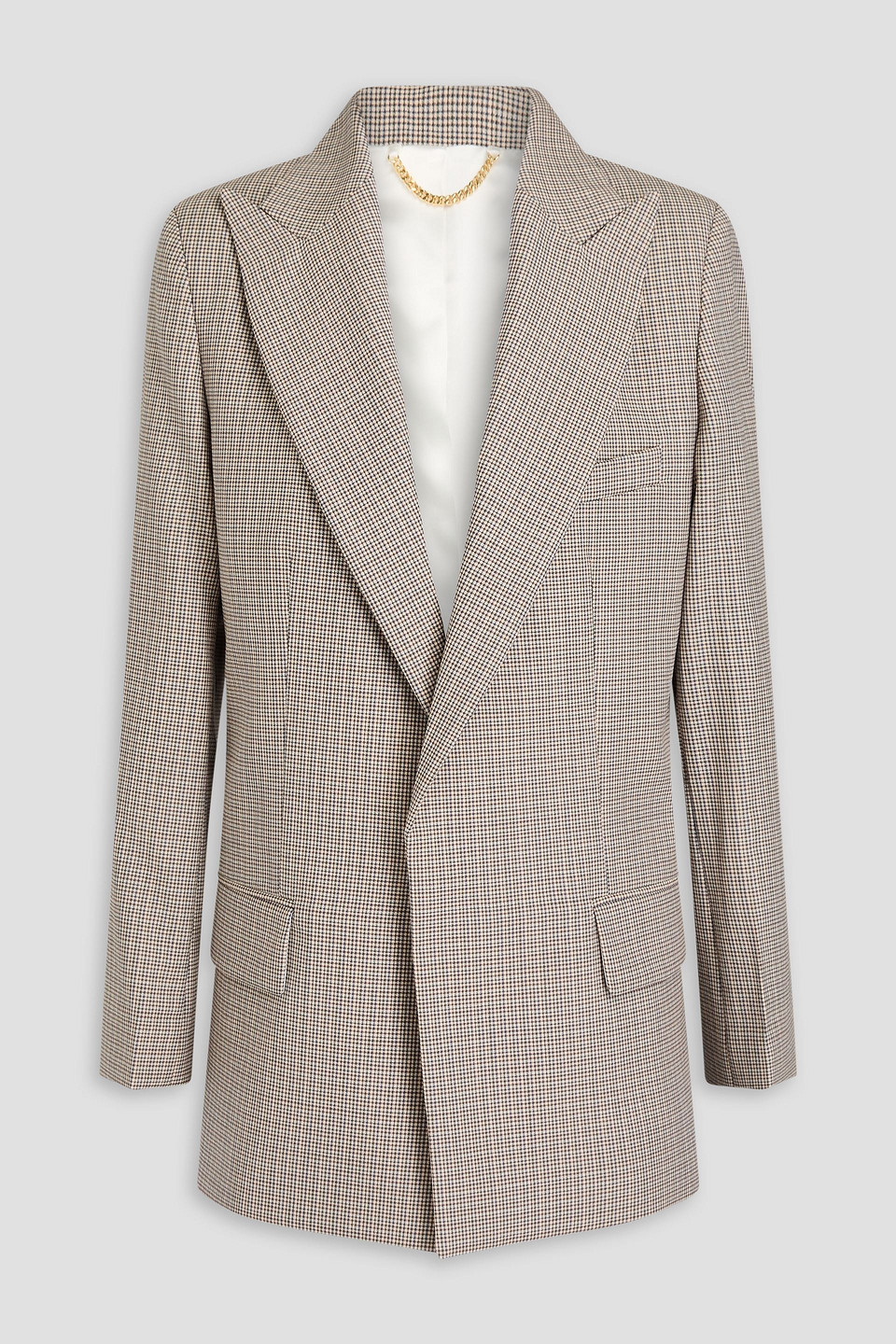 Victoria Beckham Houndstooth Wool Blazer In Elfenbein