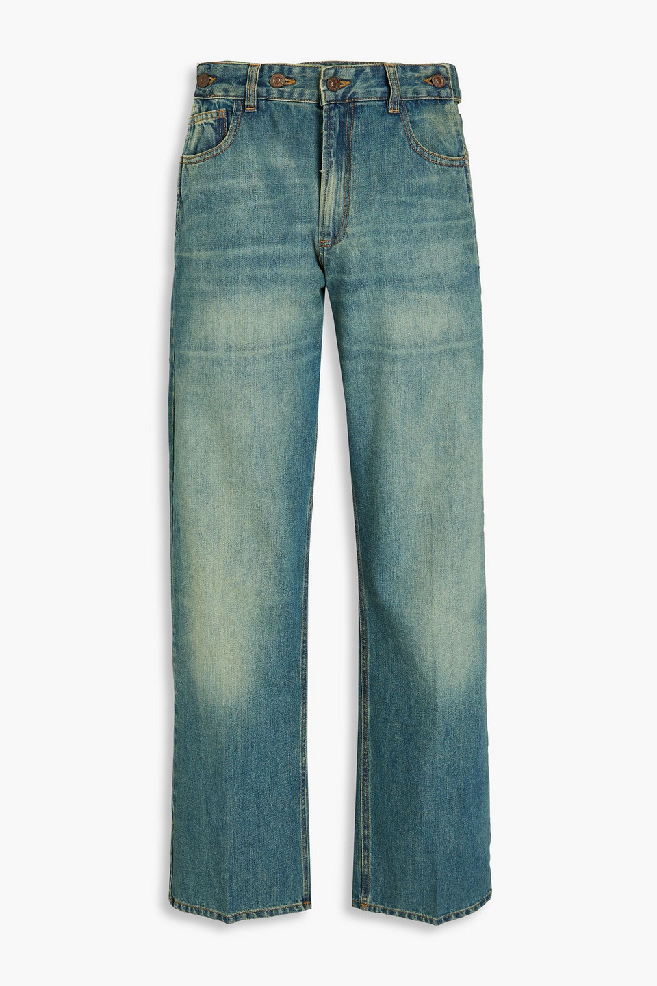 Faded high-rise straight-leg jeans