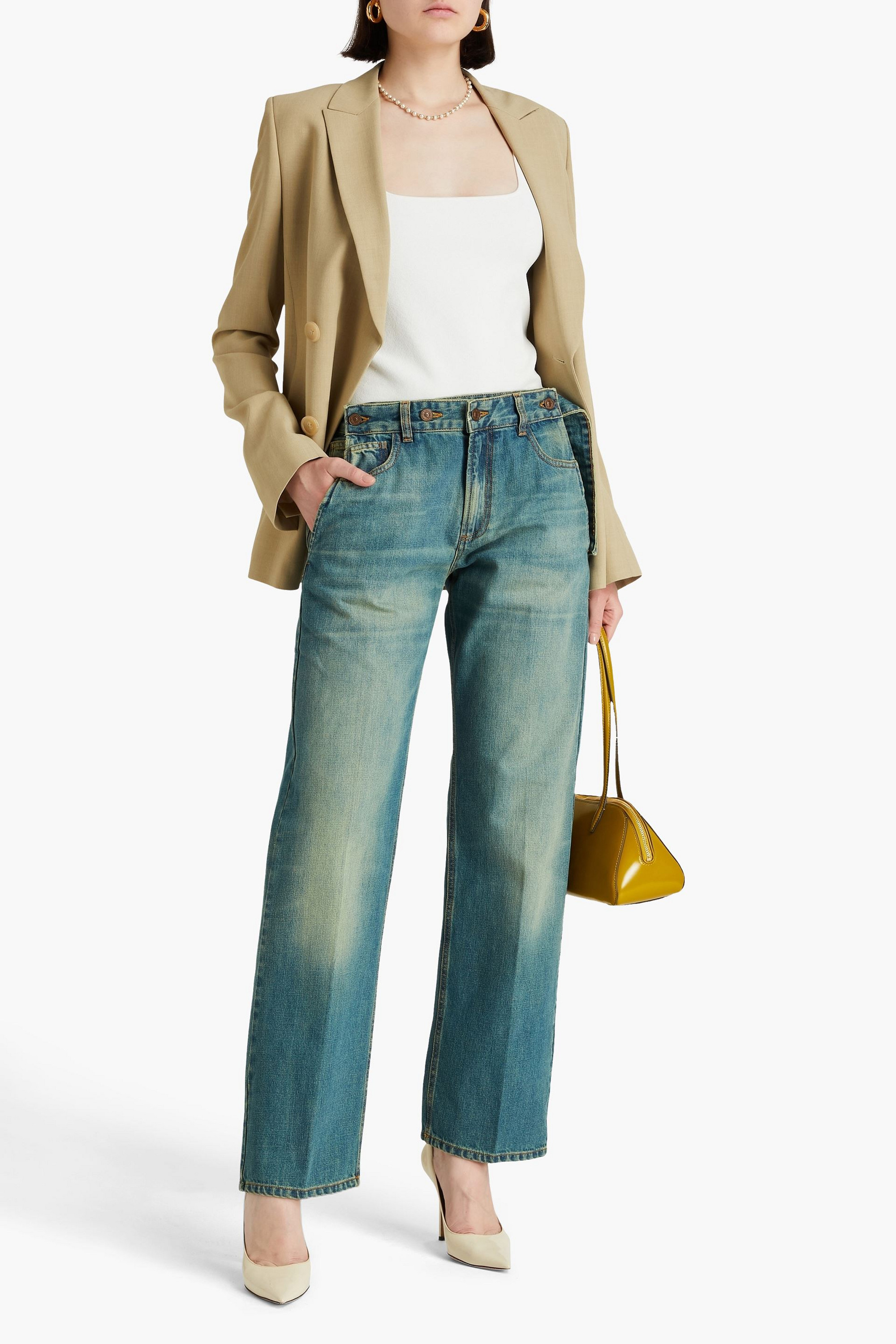 Victoria Beckham Faded high-rise straight-leg jeans