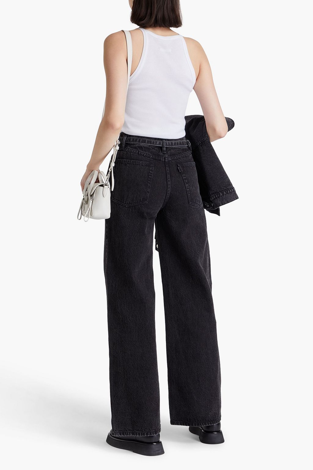 3.1 PHILLIP LIM 하이라이즈 벨티드 와이드 레그 진