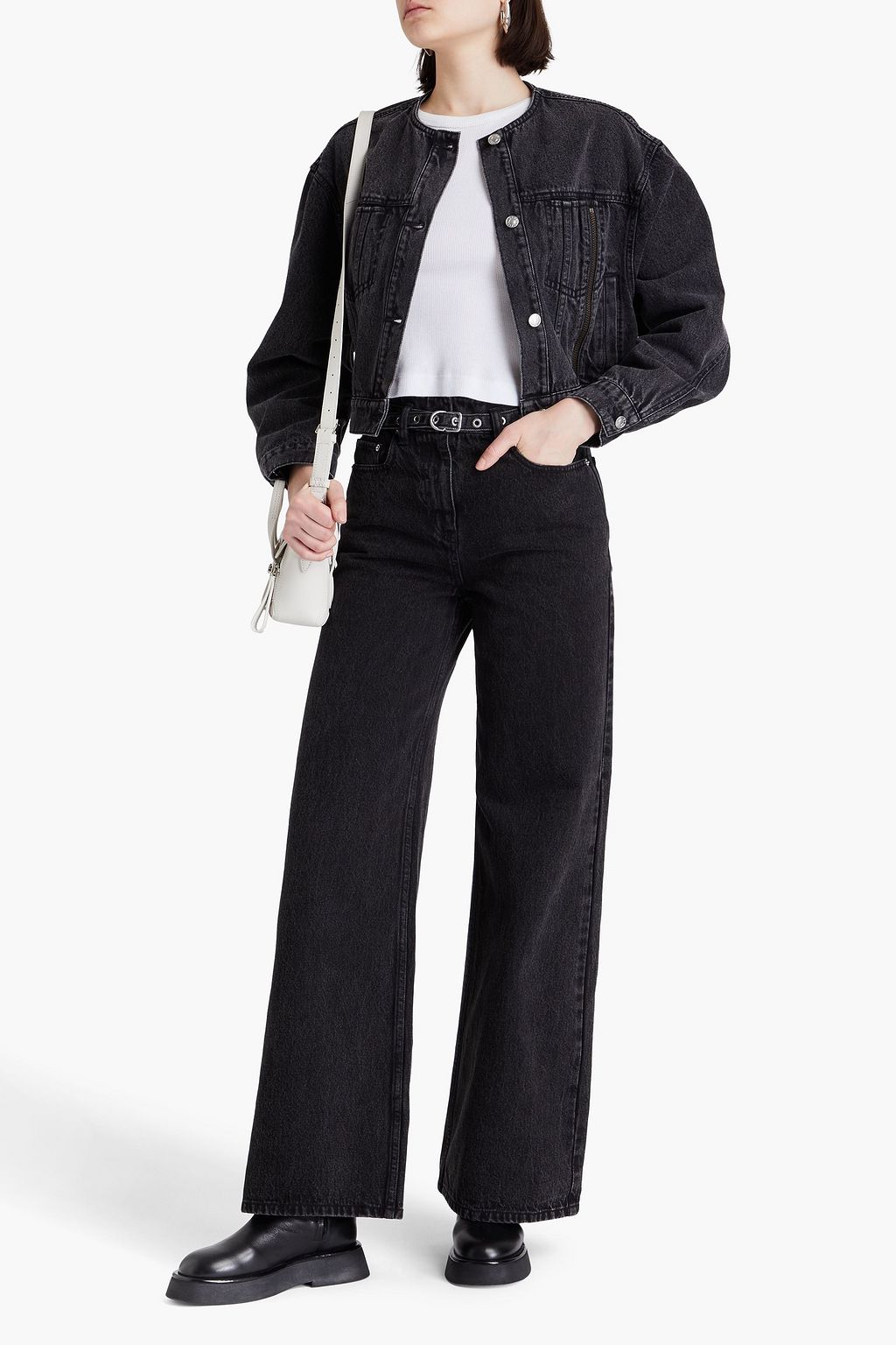 3.1 PHILLIP LIM 하이라이즈 벨티드 와이드 레그 진