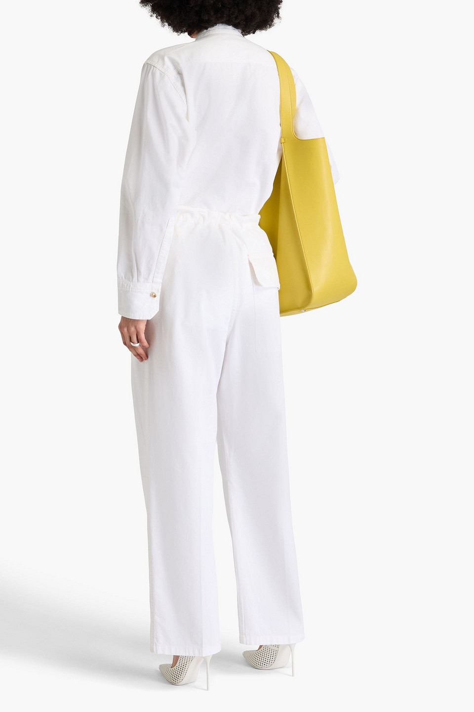 Victoria Beckham Slub Cotton Straight-leg Pants In White