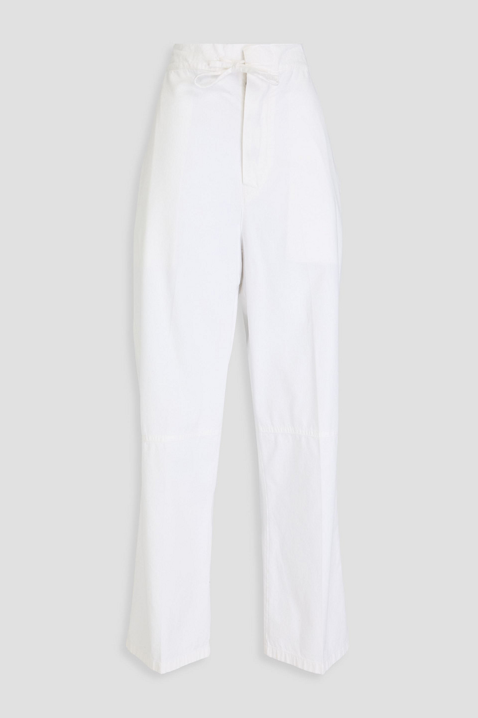 Victoria Beckham Slub Cotton Straight-leg Pants In White