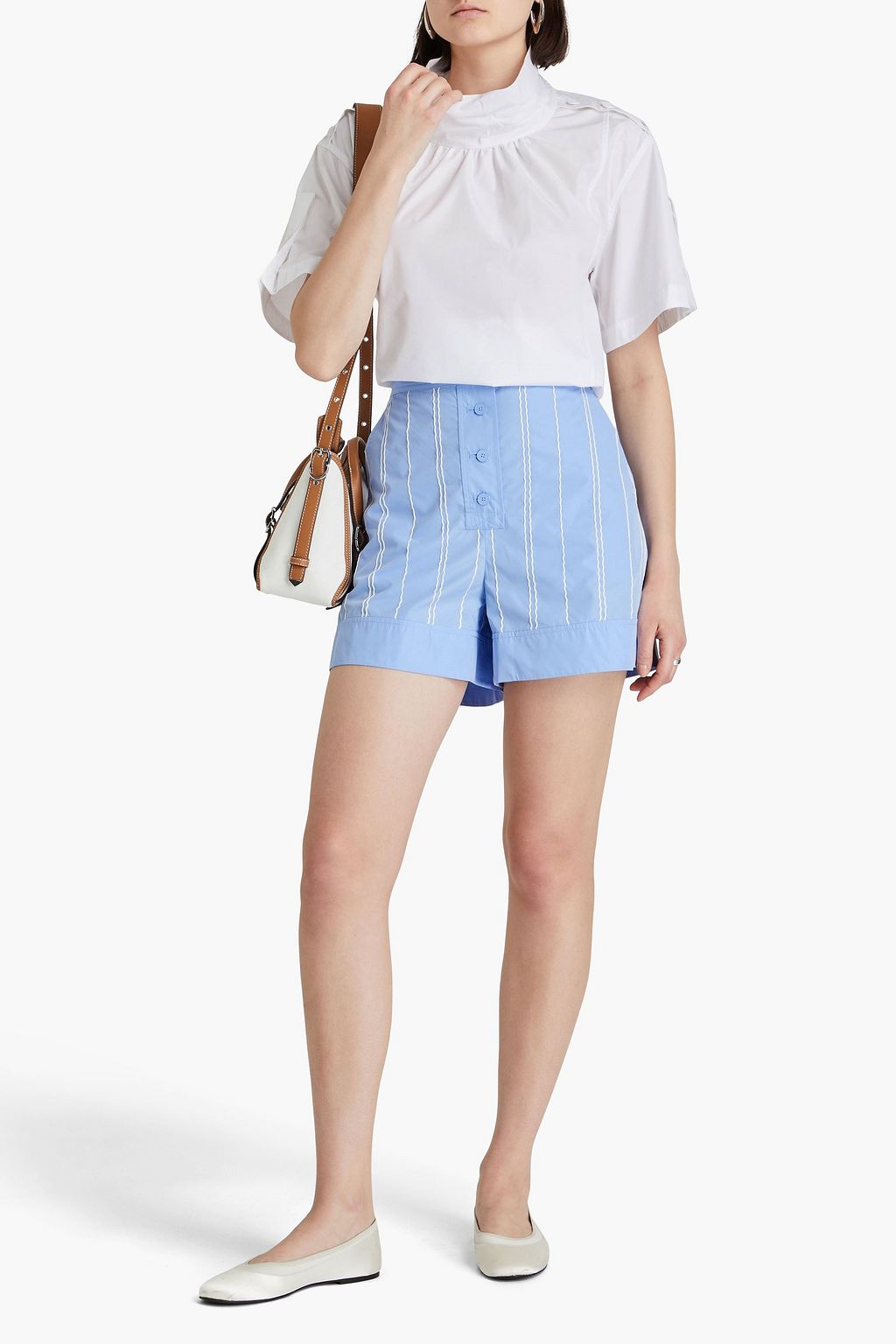 3.1 PHILLIP LIM コットン混 ショートパンツ ストライプ