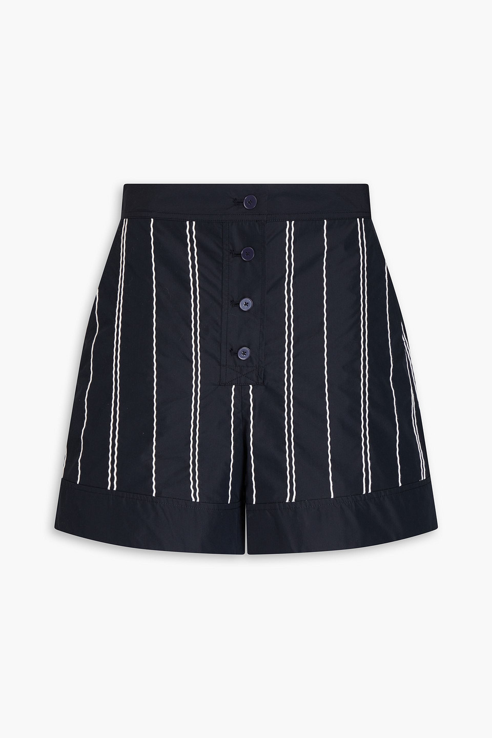 Shop 3.1 Phillip Lim Striped Cotton-blend Shorts In Midnight Blue