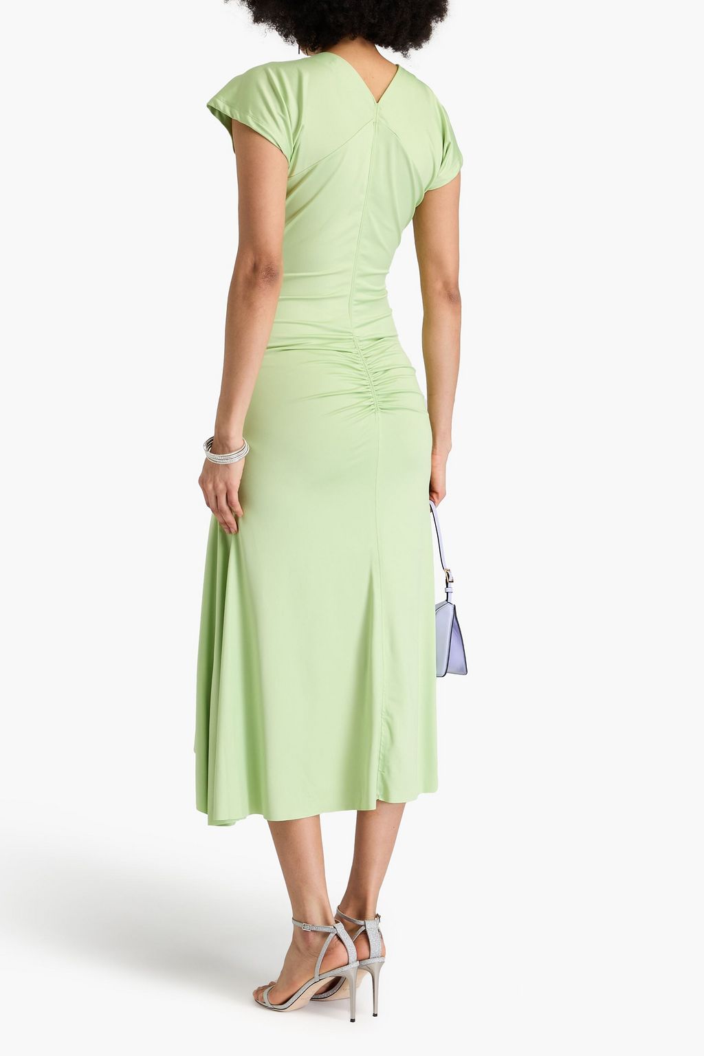 VICTORIA BECKHAM Ruched satin-jersey midi dress