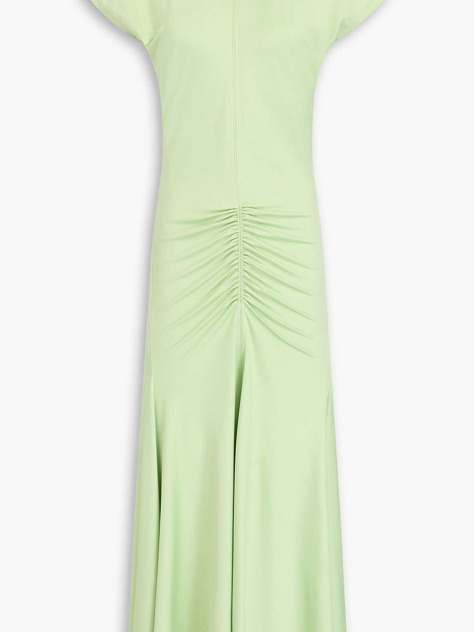 ruched satin-jersey midi dress