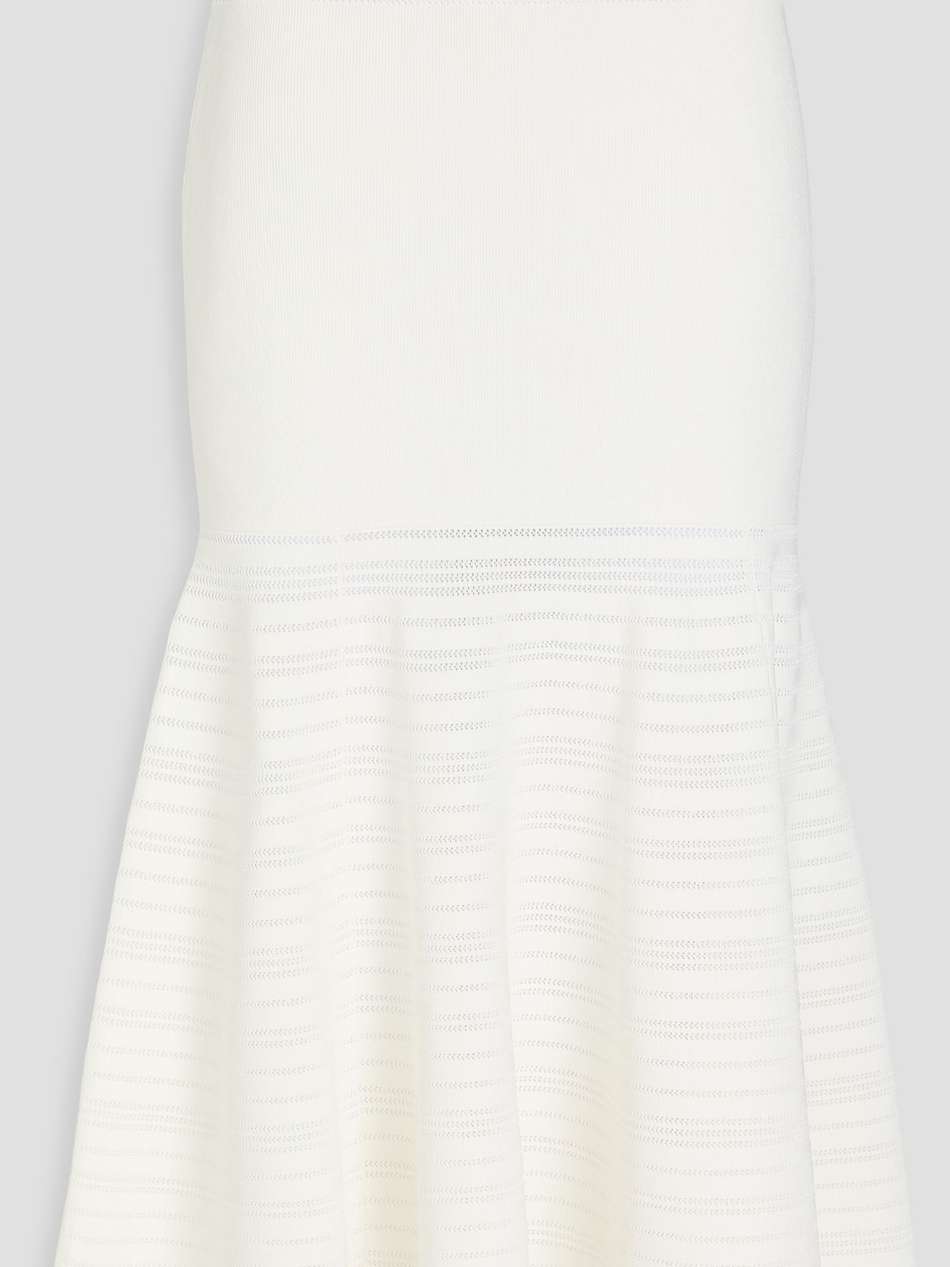 fluted pointelle-knit midi skirt